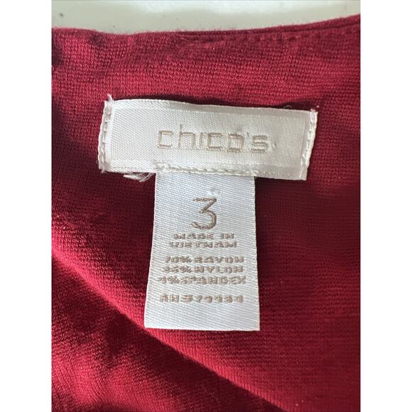 Chico's 3 XL chicos Mini Dress knit Sleeveless Red Rayon Blend Modern Chic - Picture 6 of 10